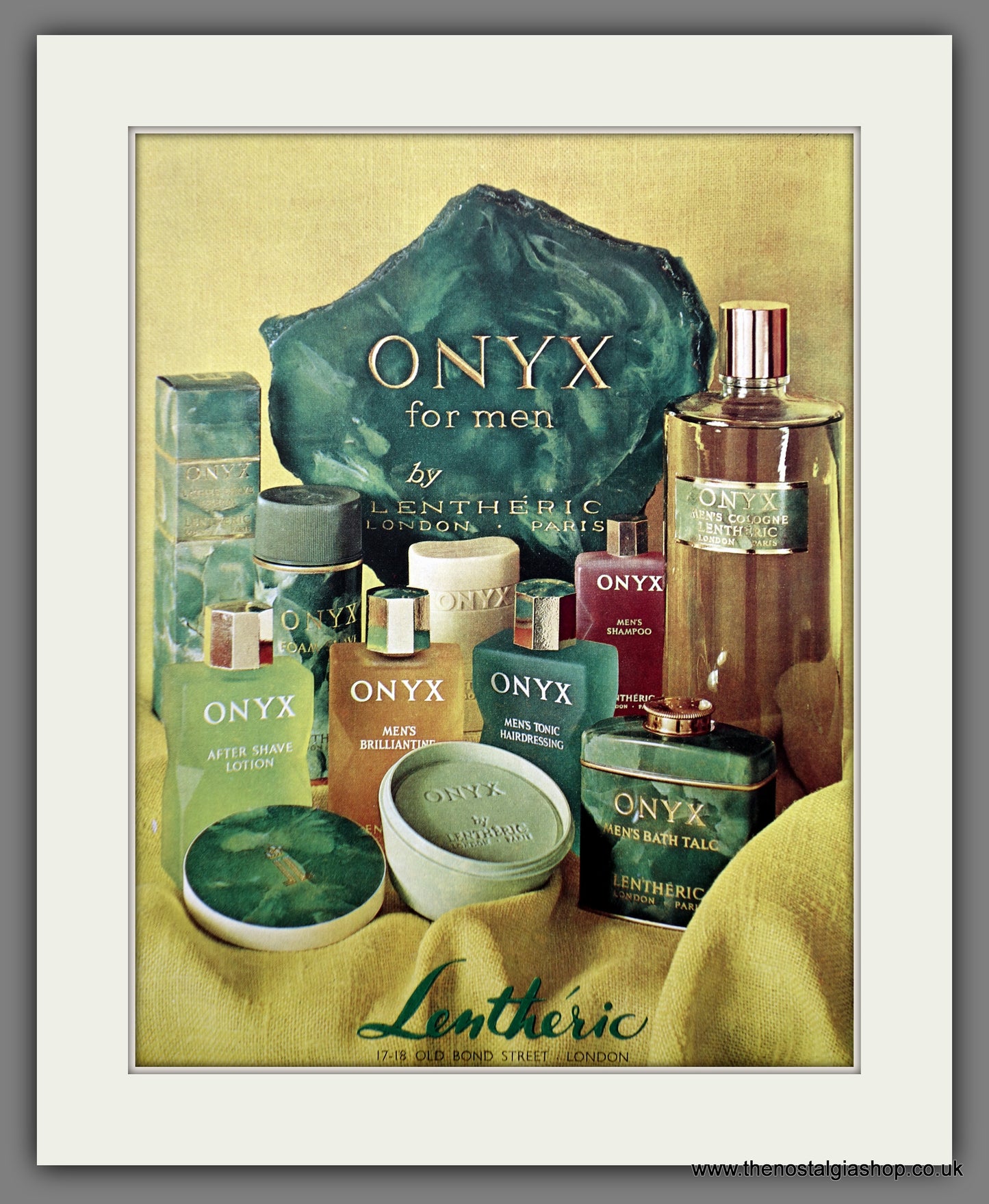 Onyx by Lentheric. Fragrances for Men. 1965 Original Advert (ref AD60964)