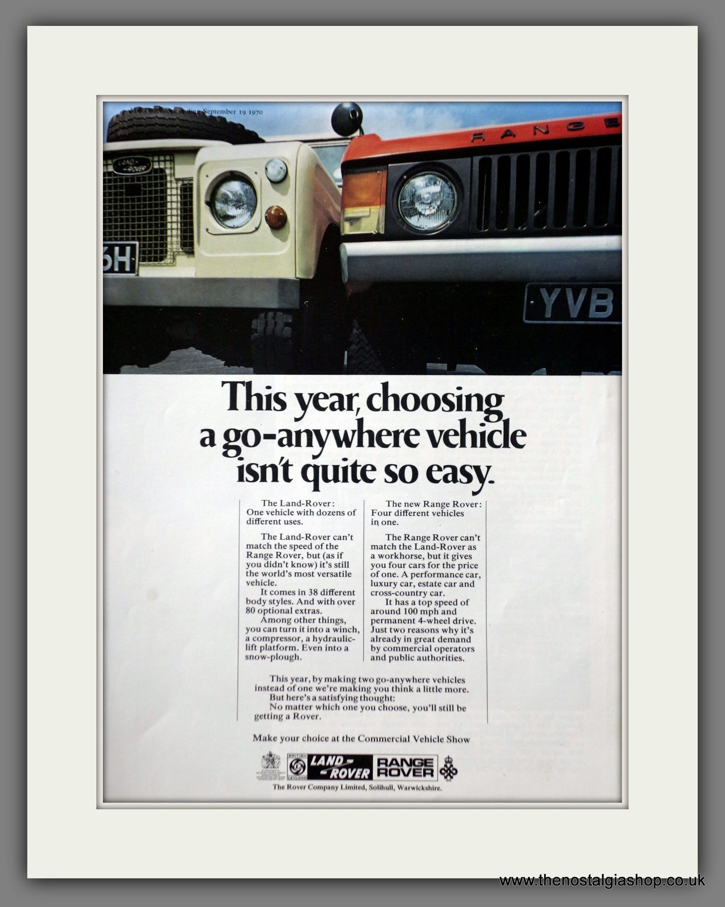 Land Rover. 1970 Original Advert (ref AD61058)