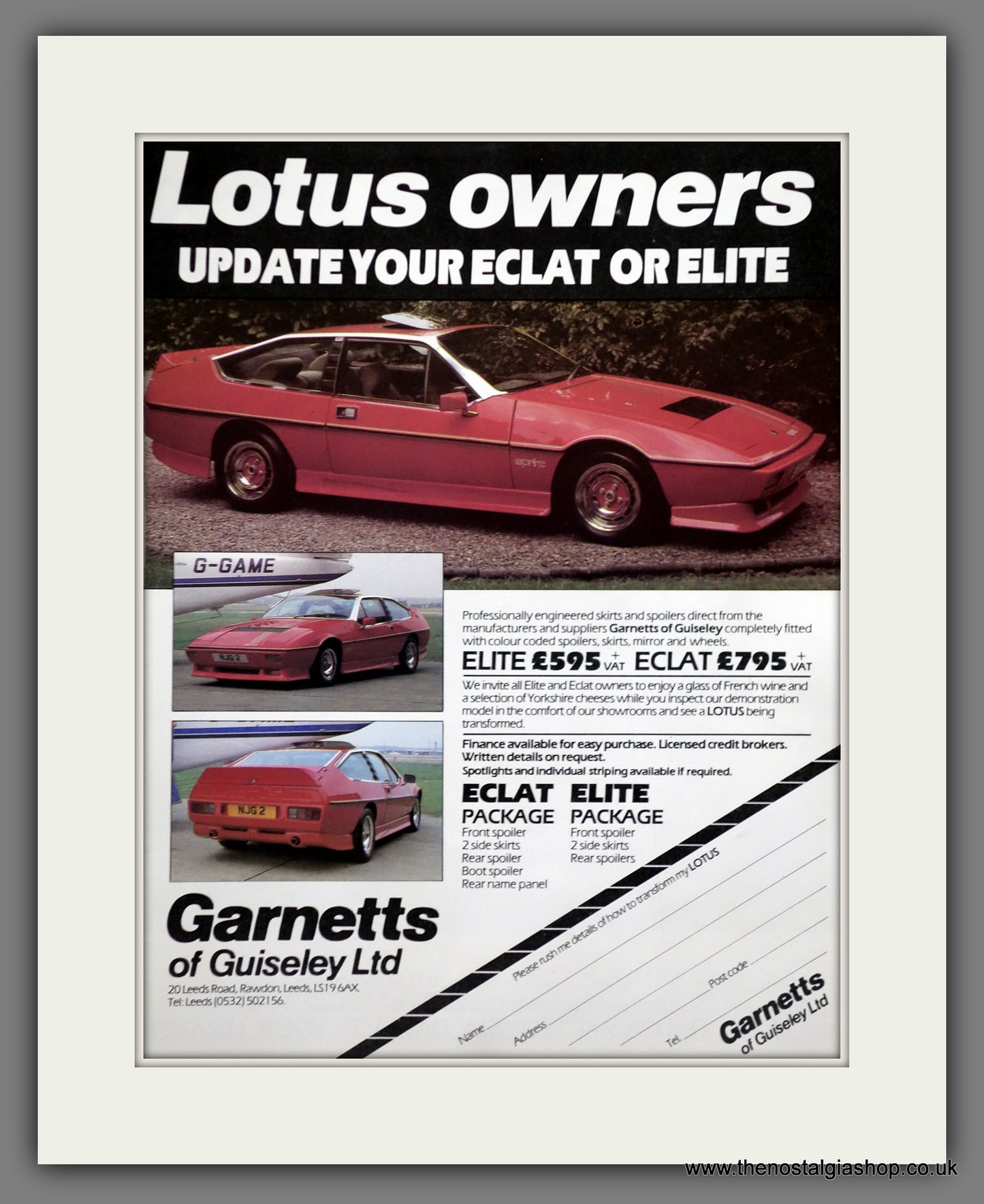 Lotus Elite & Eclat. 1984 Original Advert (ref AD61154)