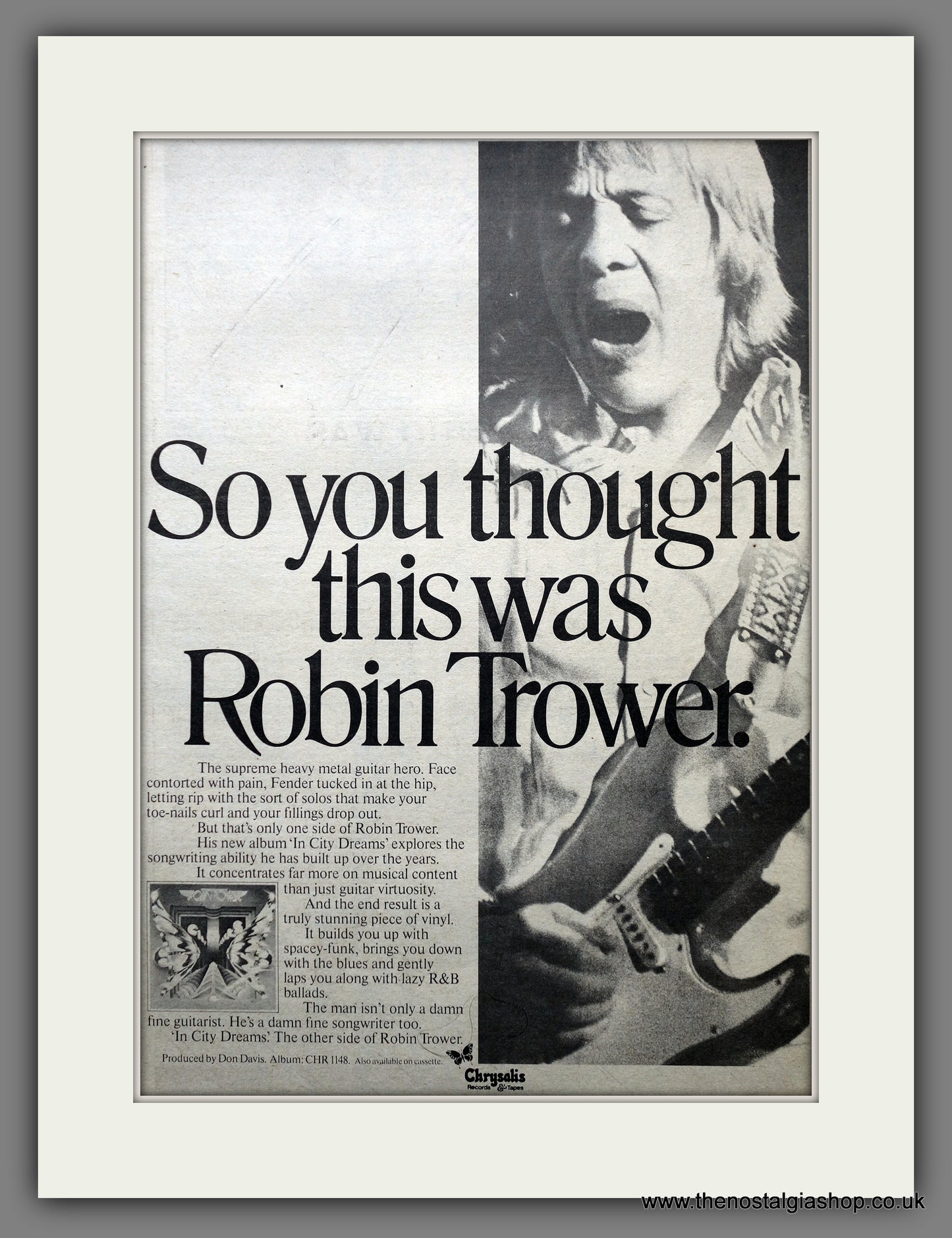 Robin Trower  In City Dreams. Original Advert 1977 (ref AD15551)