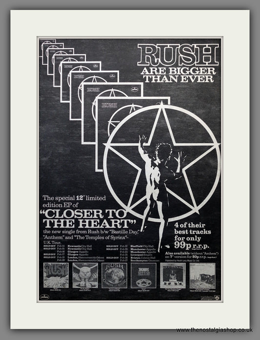 Rush Closer To The Heart. Original Advert 1978 (ref AD15554)