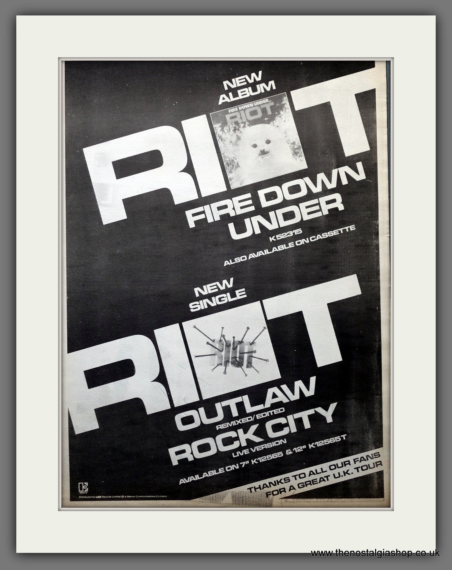 Riot Fire Down Under. Original Advert 1981 (ref AD15555)