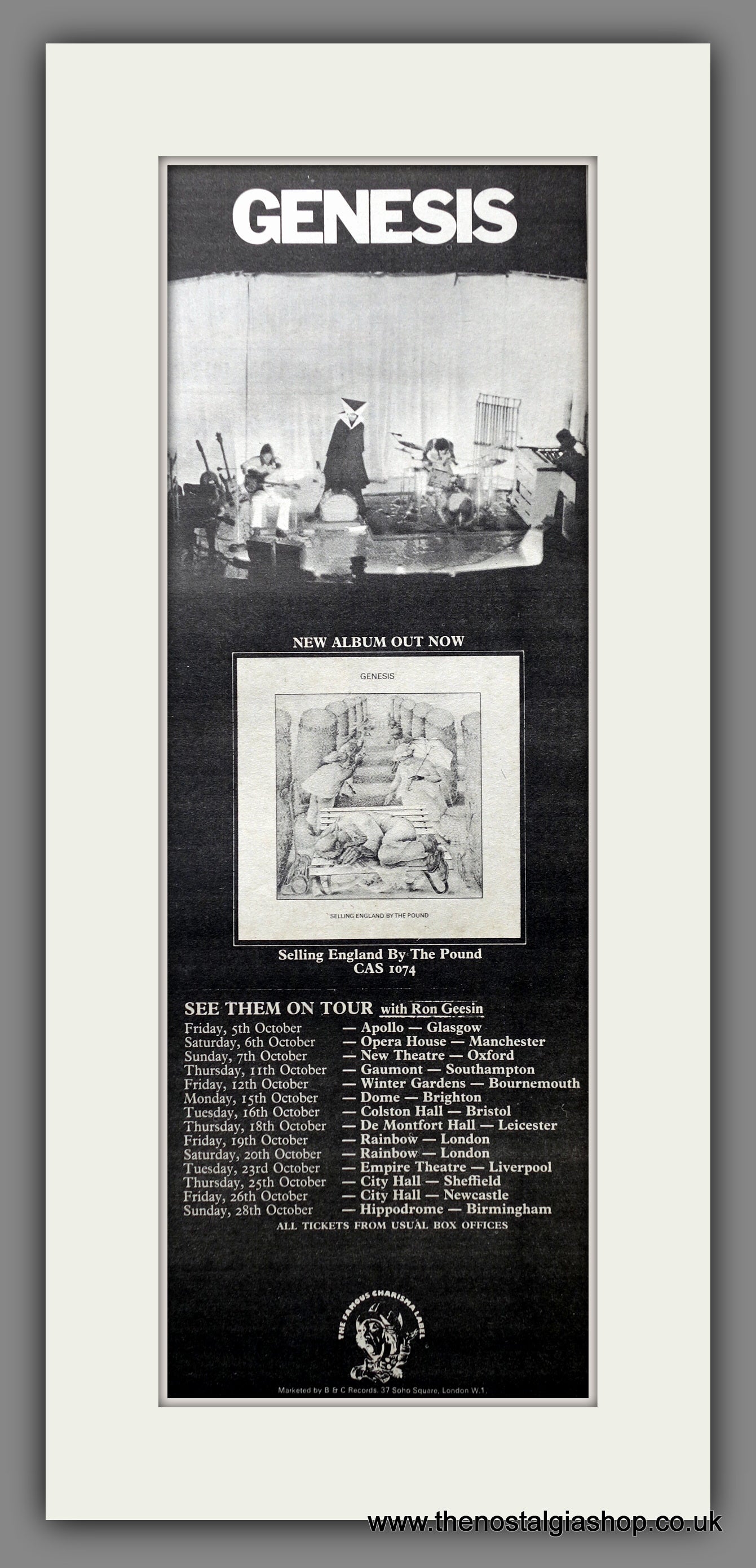 Genesis Selling England By The Pound + Tour Dates. Original Advert 1973 (ref AD15561)