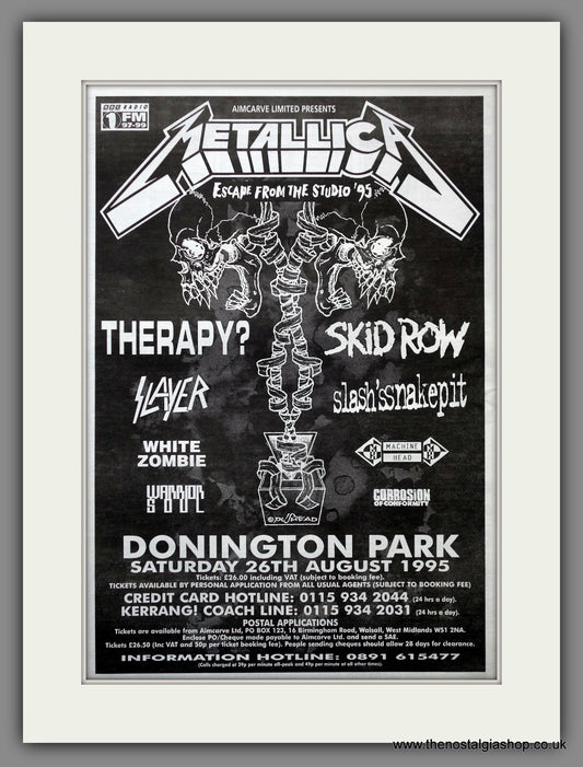 Metallica Donington Park. Original Advert 1995 (ref AD15570)