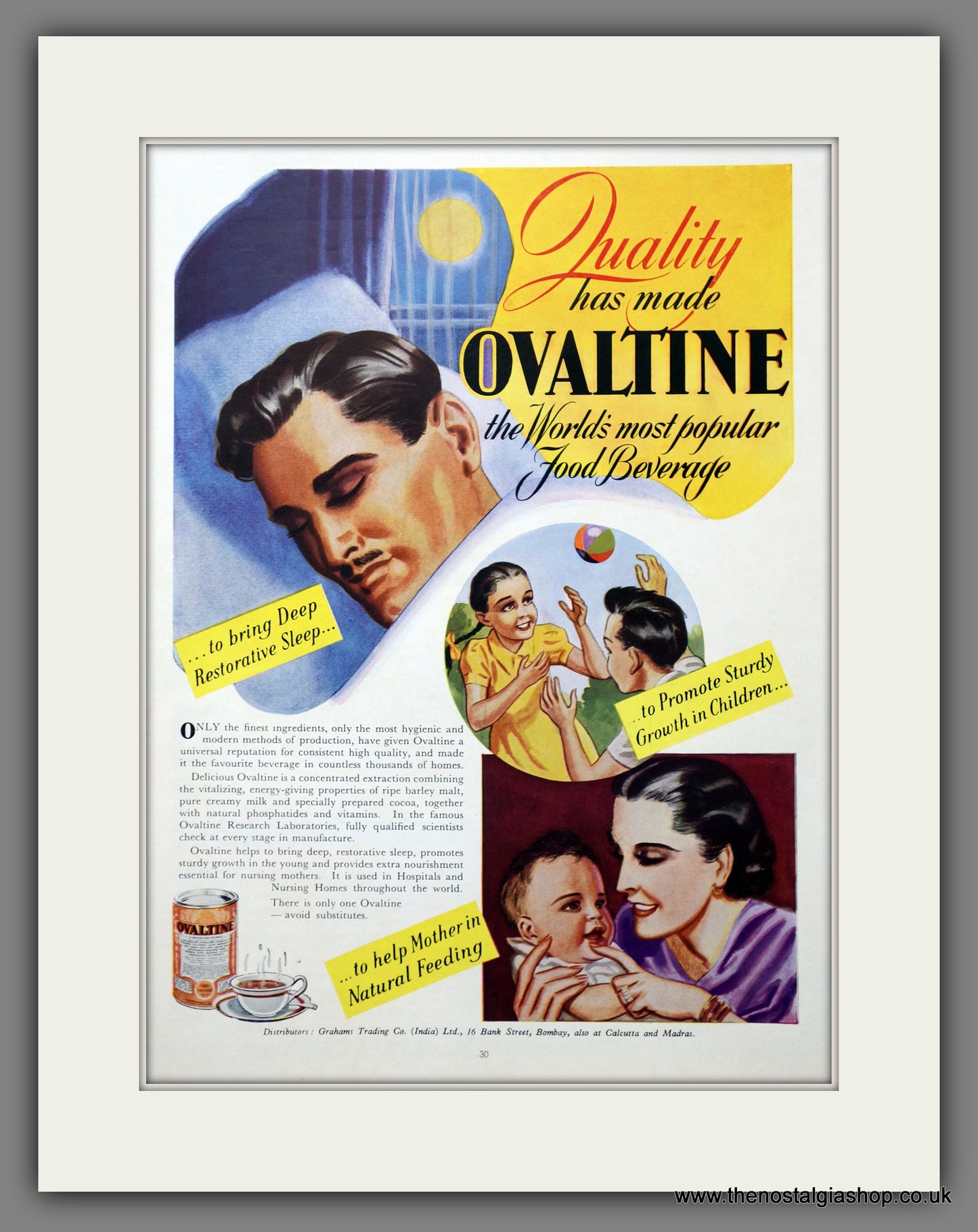 Ovaltine Food Beverage. Original Advert 1950 (ref AD301369)