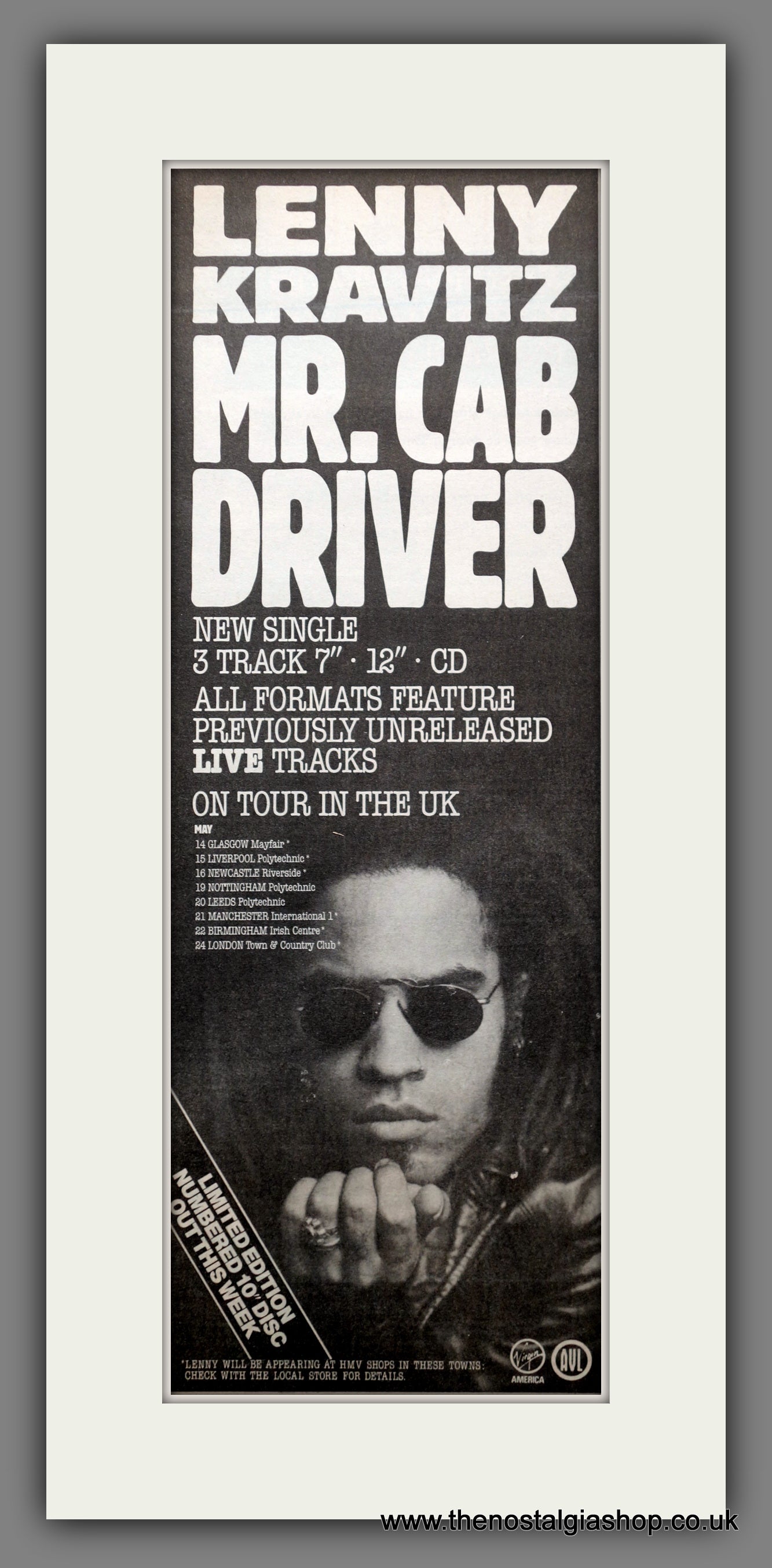 Lenny Kravitz Mr. Cab Driver. Original Advert 1990 (ref AD200744)