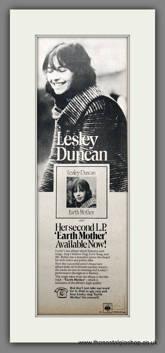 Lesley Duncan Earth Mother. Original Advert 1972 (ref AD200755)