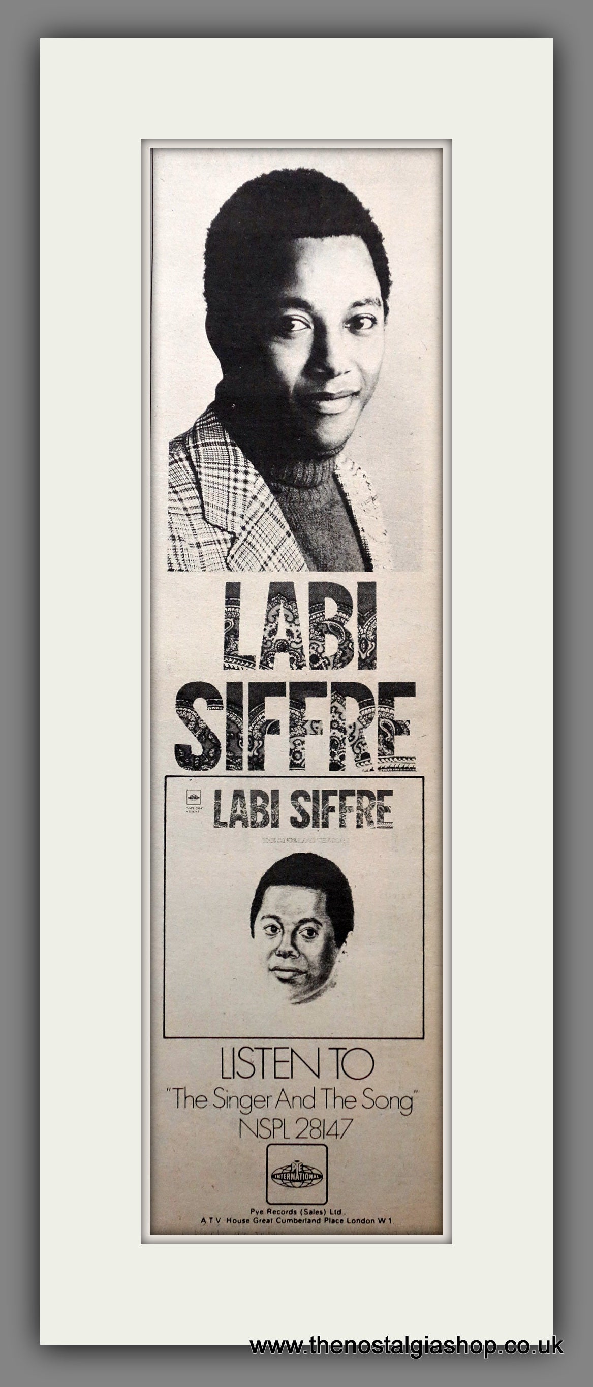 Labi Siffre The Singer And The Song. Original Advert 1971 (ref AD200759)