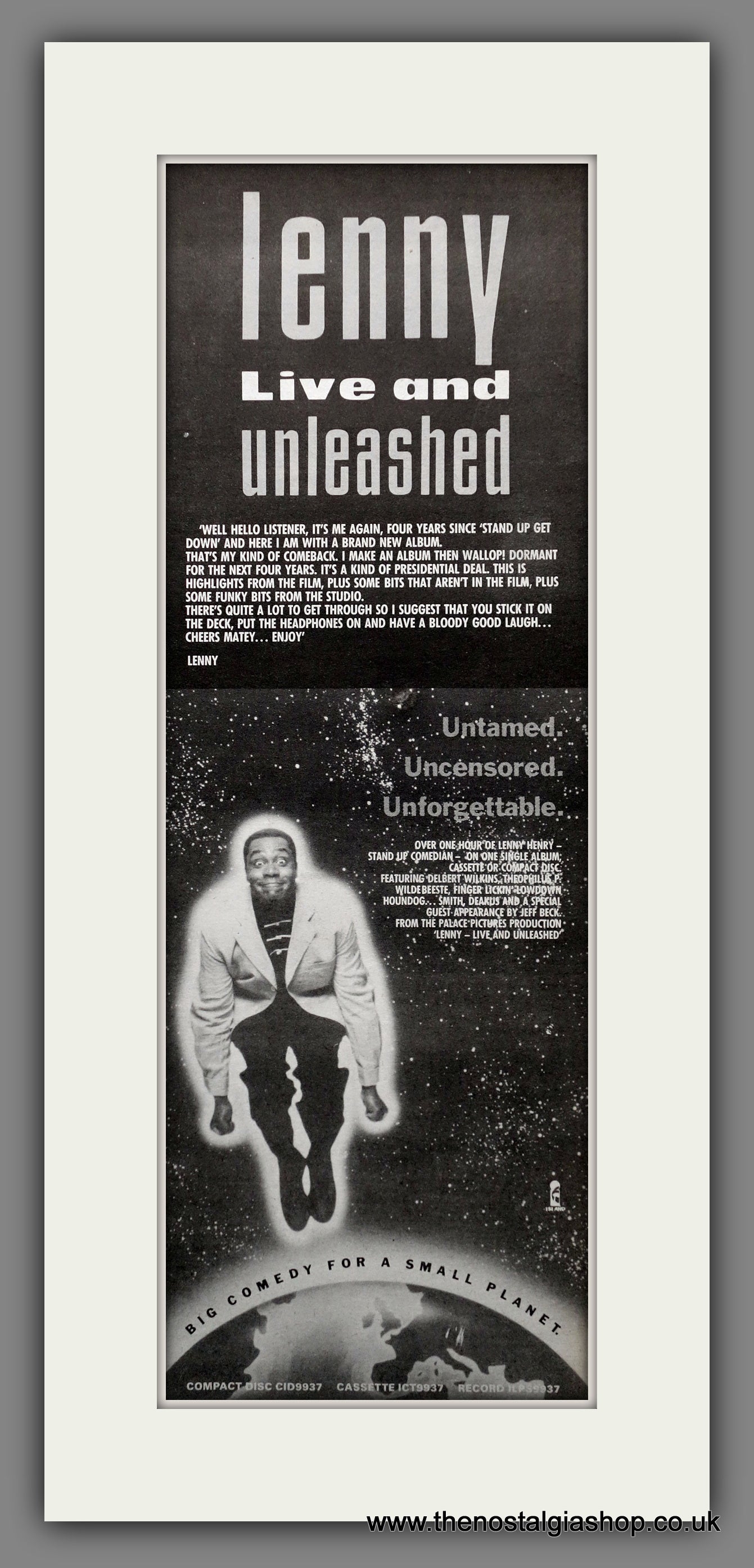 Lenny Live And Unleashed. Original Advert 1989 (ref AD200760)