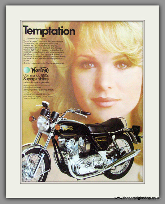 Norton Commando 850s. Temptation. Original Advert 1974  (ref AD52015)