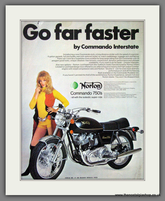 Norton Commando 750s. Go Far Faster. Original Advert 1972  (ref AD52018)