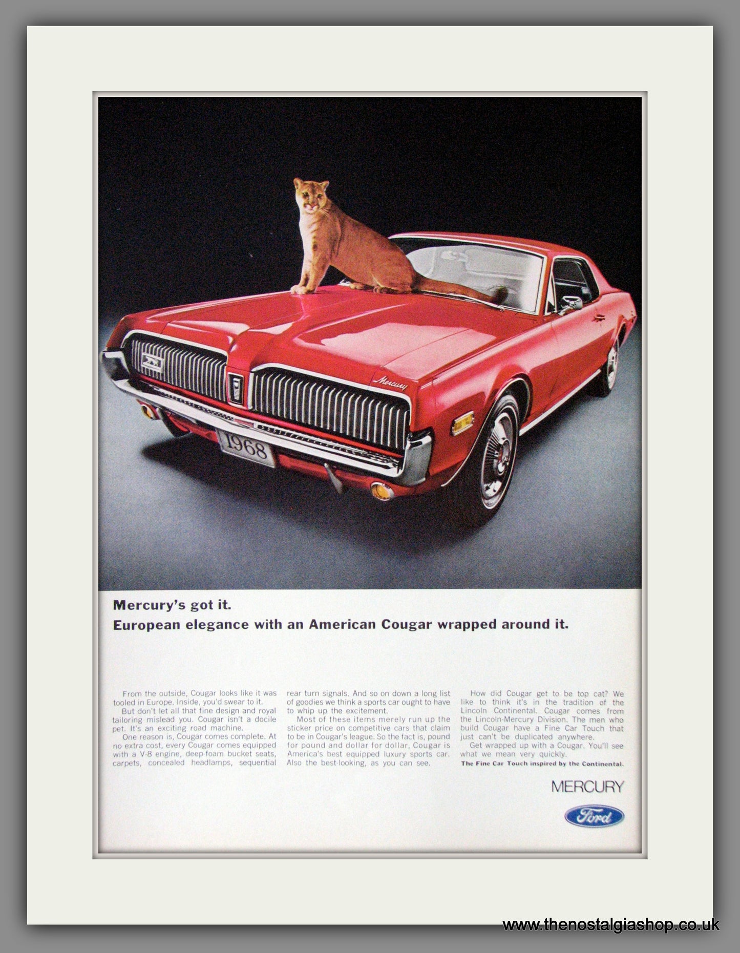 Ford Mercury Cougar. 1968 Original American Advert (ref AD52150)