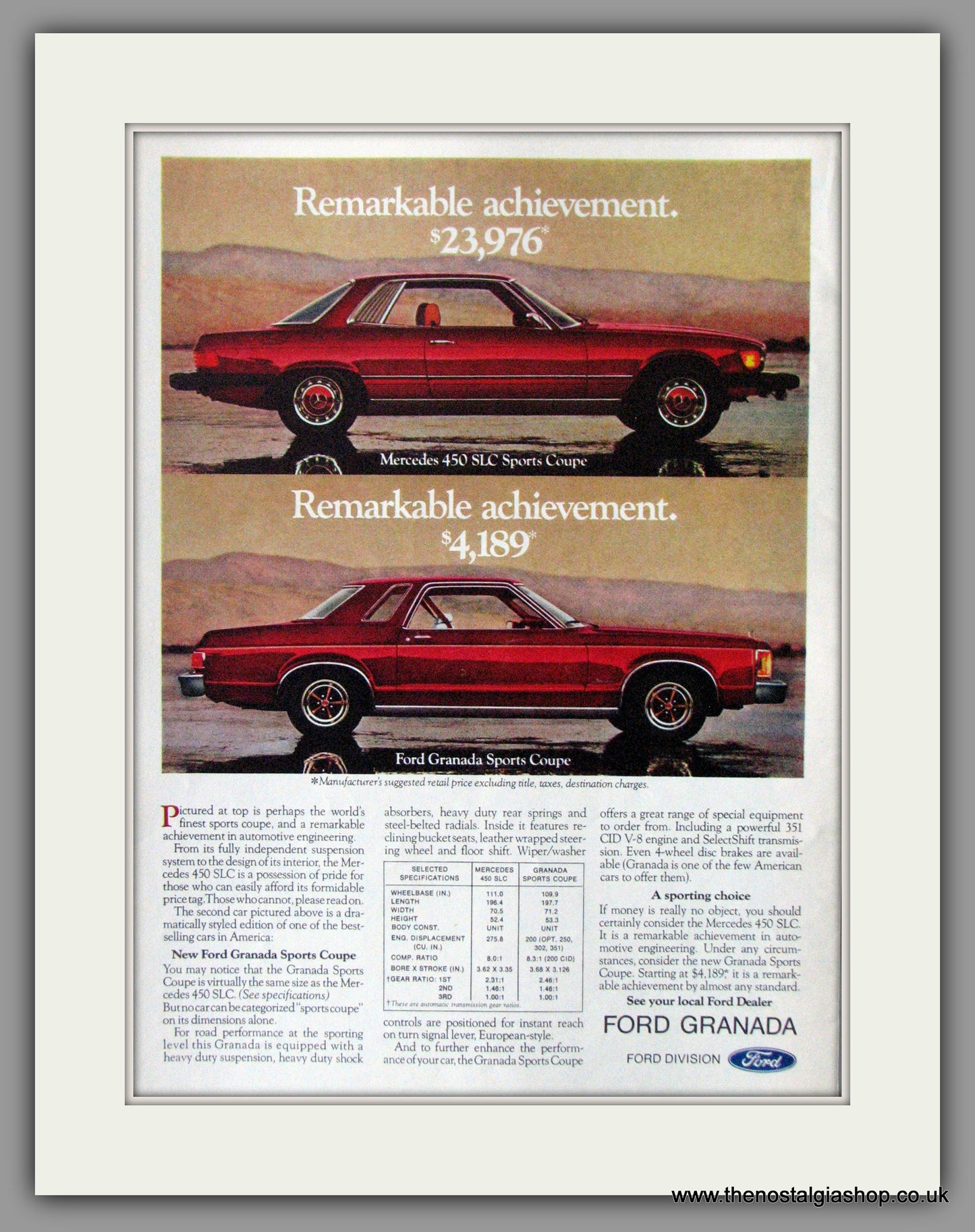 Ford Granada Sports Coupe. 1976 Original American Advert (ref AD52152)