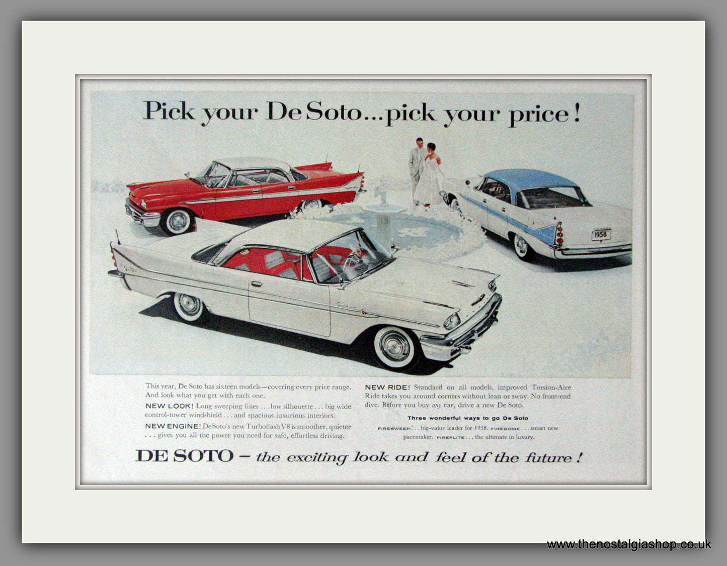 De Soto. Firesweep, Firedome, Fireflight. 1958 Original American Advert (ref AD52353)