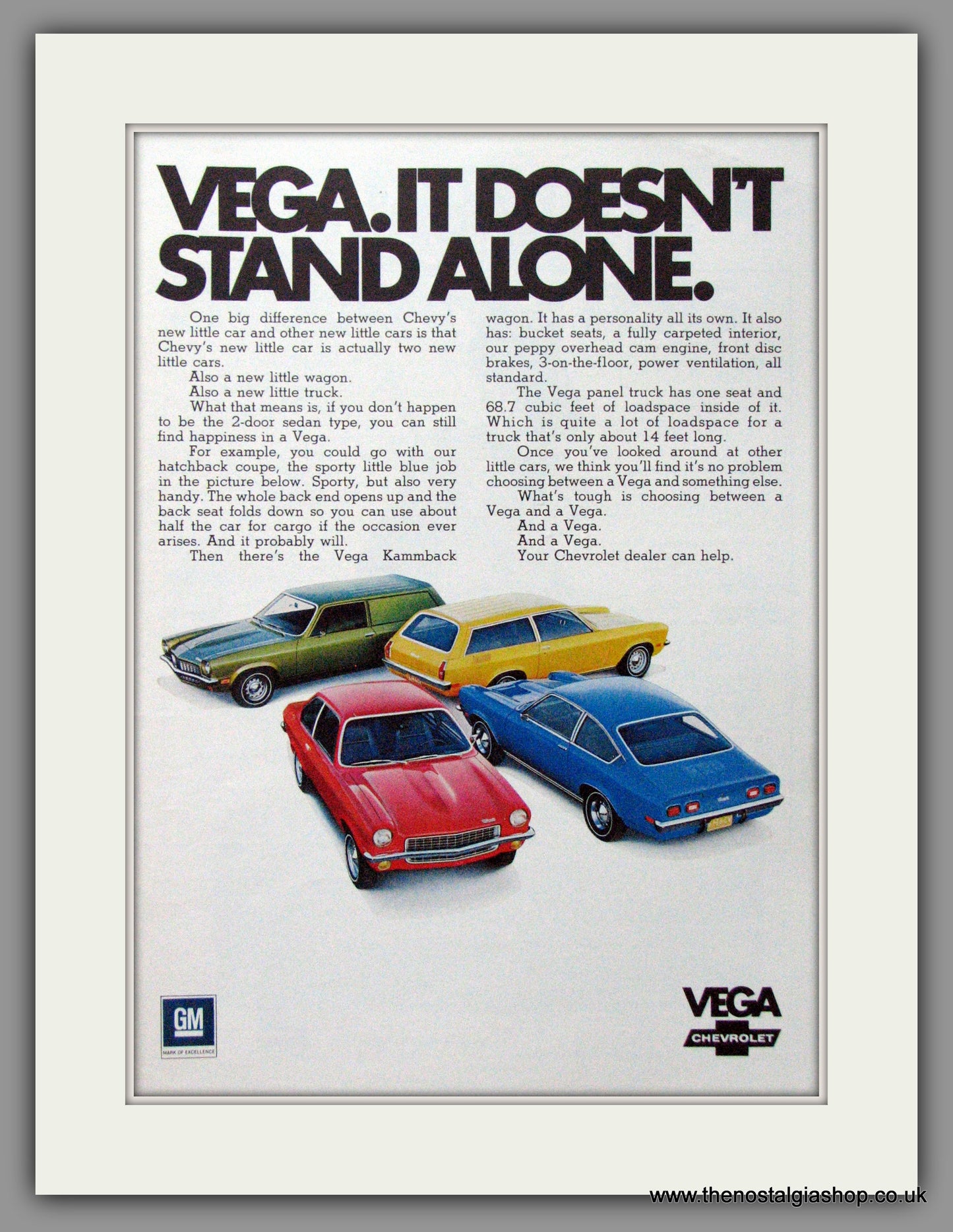 Chevrolet Vega Range '71. Original American Advert 1971 (ref AD52386)