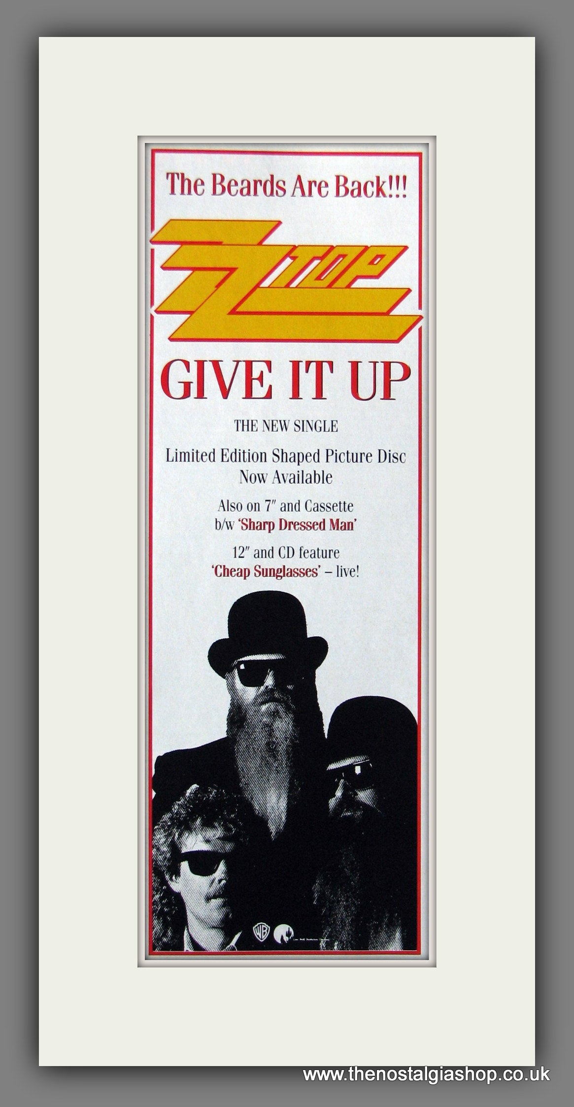 ZZ Top. Give It Up. Original Advert 1990 (ref AD400076)