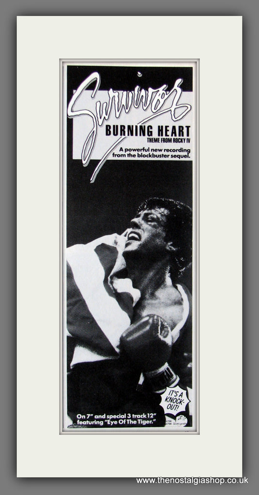 Survivor. Burning Heart. Original Advert 1985 (ref AD400078)