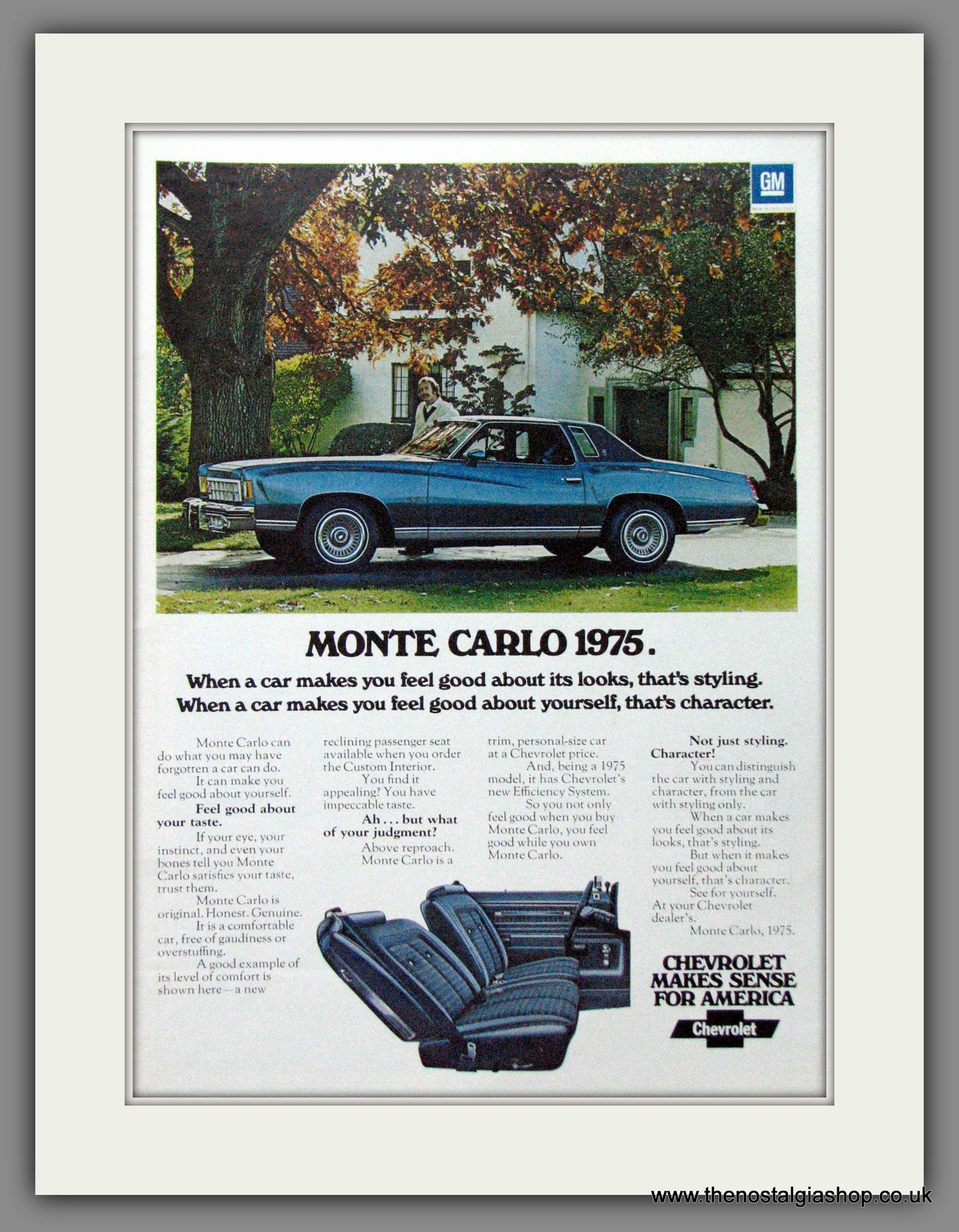 Chevrolet Monte Carlo. Original American Advert 1975 (ref AD52397)