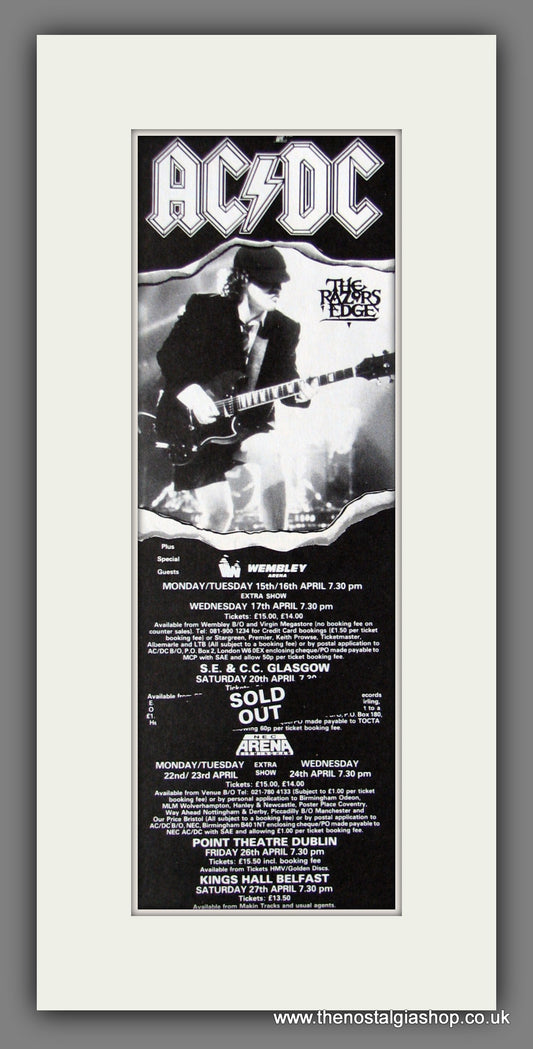 AC DC Razors Edge Tour Dates. Original Advert 1990 (ref AD400088)