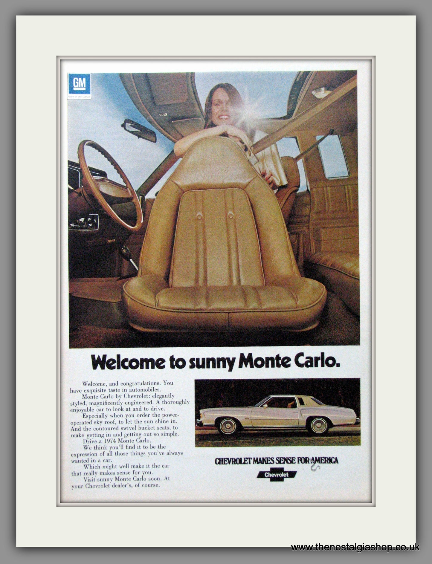 Chevrolet Monte Carlo. Original American Advert 1974 (ref AD52402)