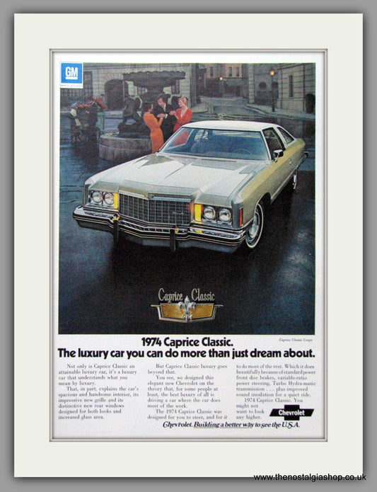 Chevrolet Caprice Classic. Original American Advert 1974 (ref AD52405)