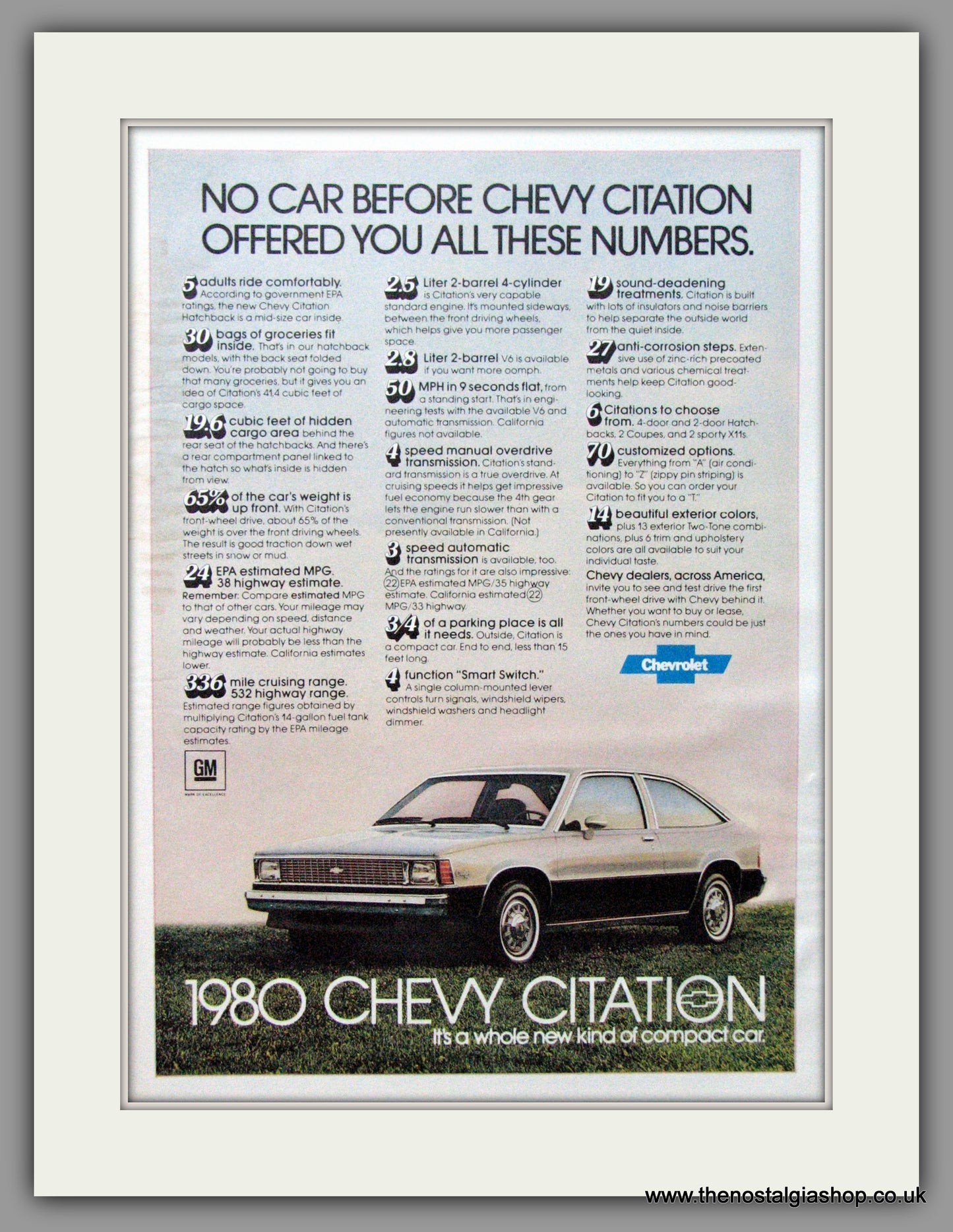 Chevrolet Citation. Original American Advert 1979 (ref AD52437)