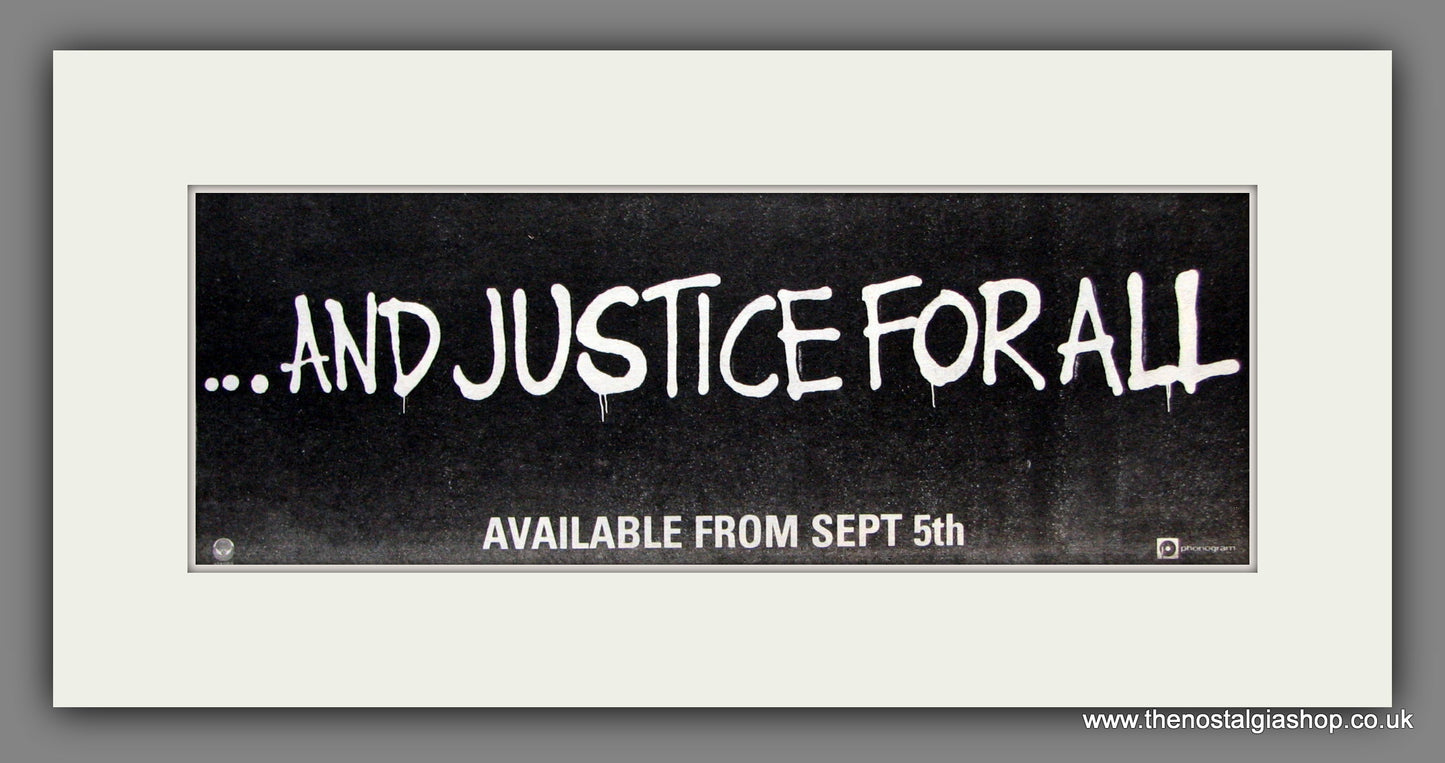 Metallica. And Justice For All. Original Advert 1988 (ref AD400098)