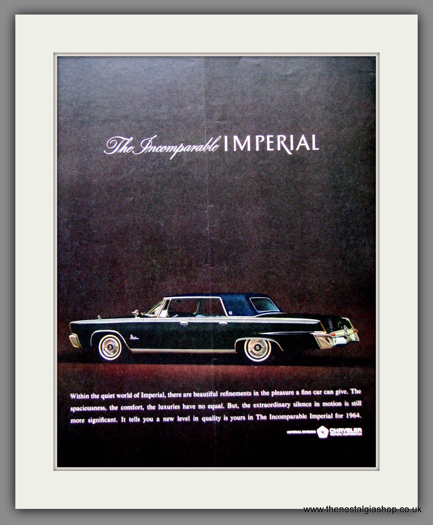 Chrysler Imperial '64. Original American Advert 1963 (ref AD52555)