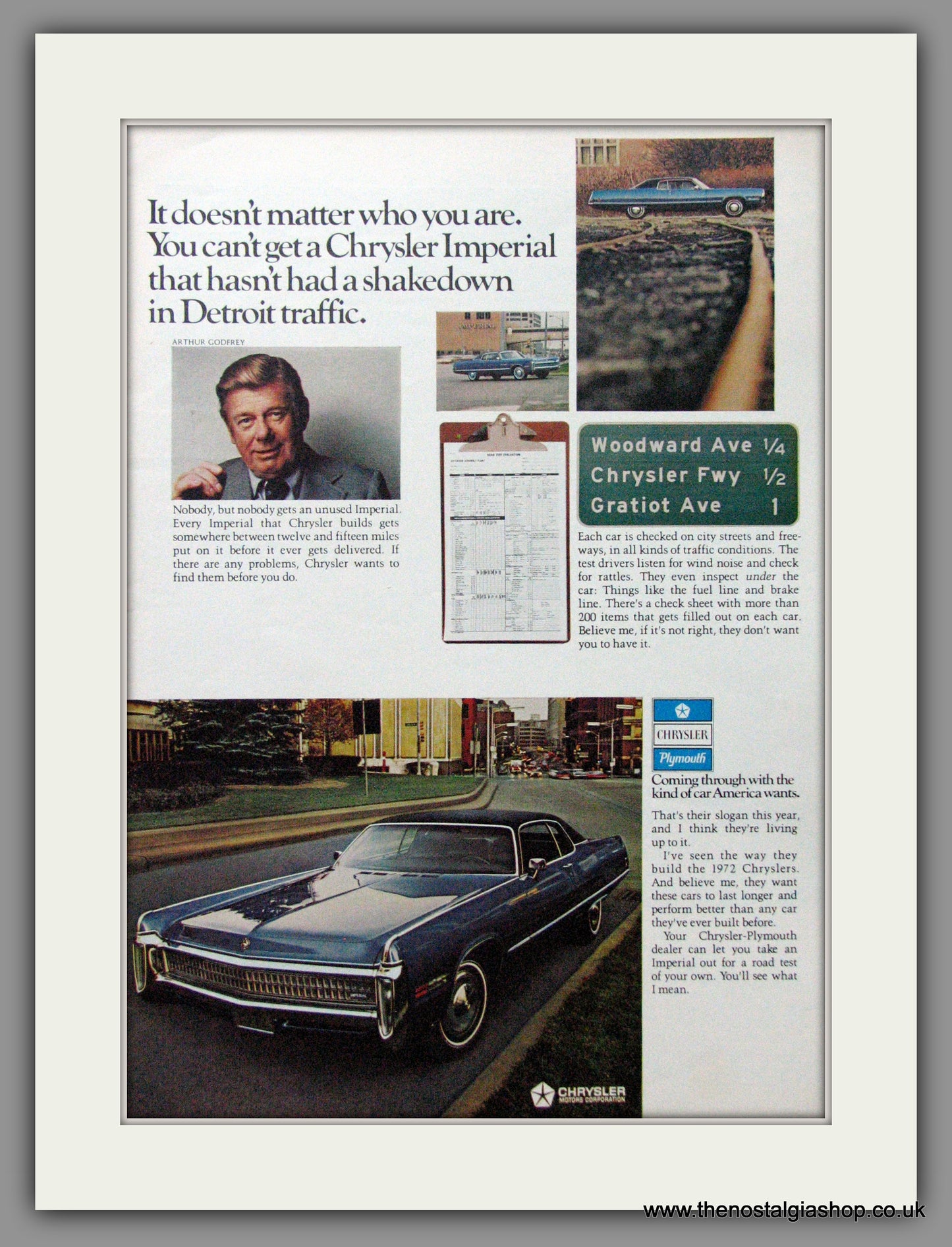 Chrysler Imperial '72. Original American Advert 1972 (ref AD52587)