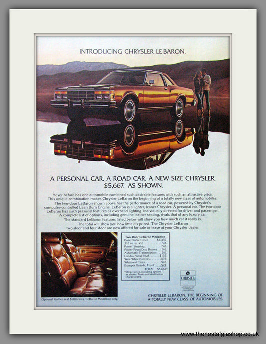 Chrysler Lebaron '77. Original American Advert 1977 (ref AD52599)