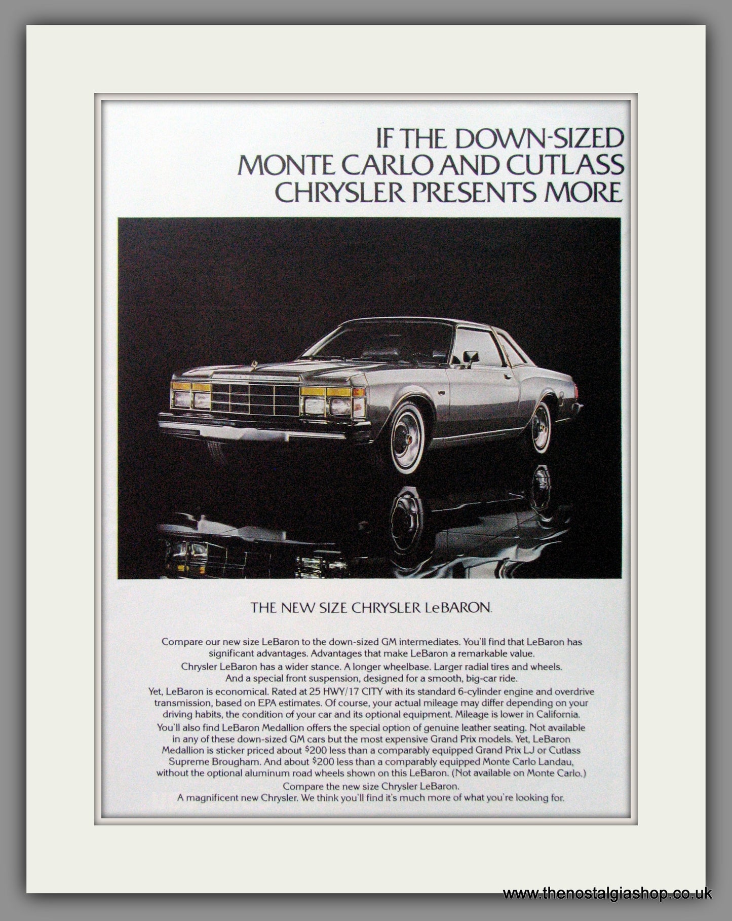 Chrysler LeBaron & Cordoba '77. Original American Double Advert 1977 (ref AD52609)