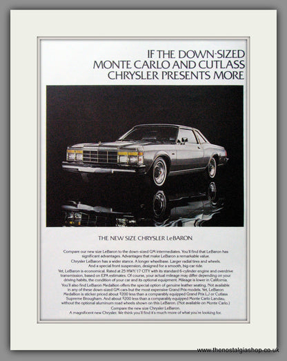 Chrysler LeBaron & Cordoba '77. Original American Double Advert 1977 (ref AD52609)