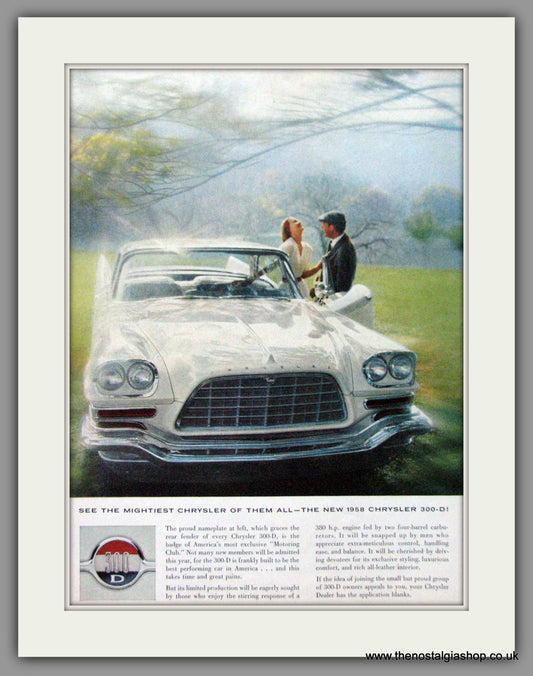 Chrysler 300-D '58. Original American Advert 1958 (ref AD52602)