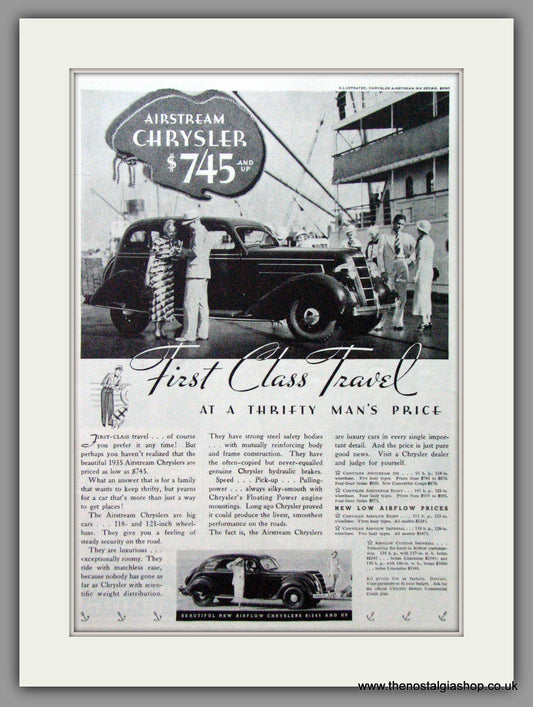 Chrysler Airstream '35. Original American Advert 1935 (ref AD52603)