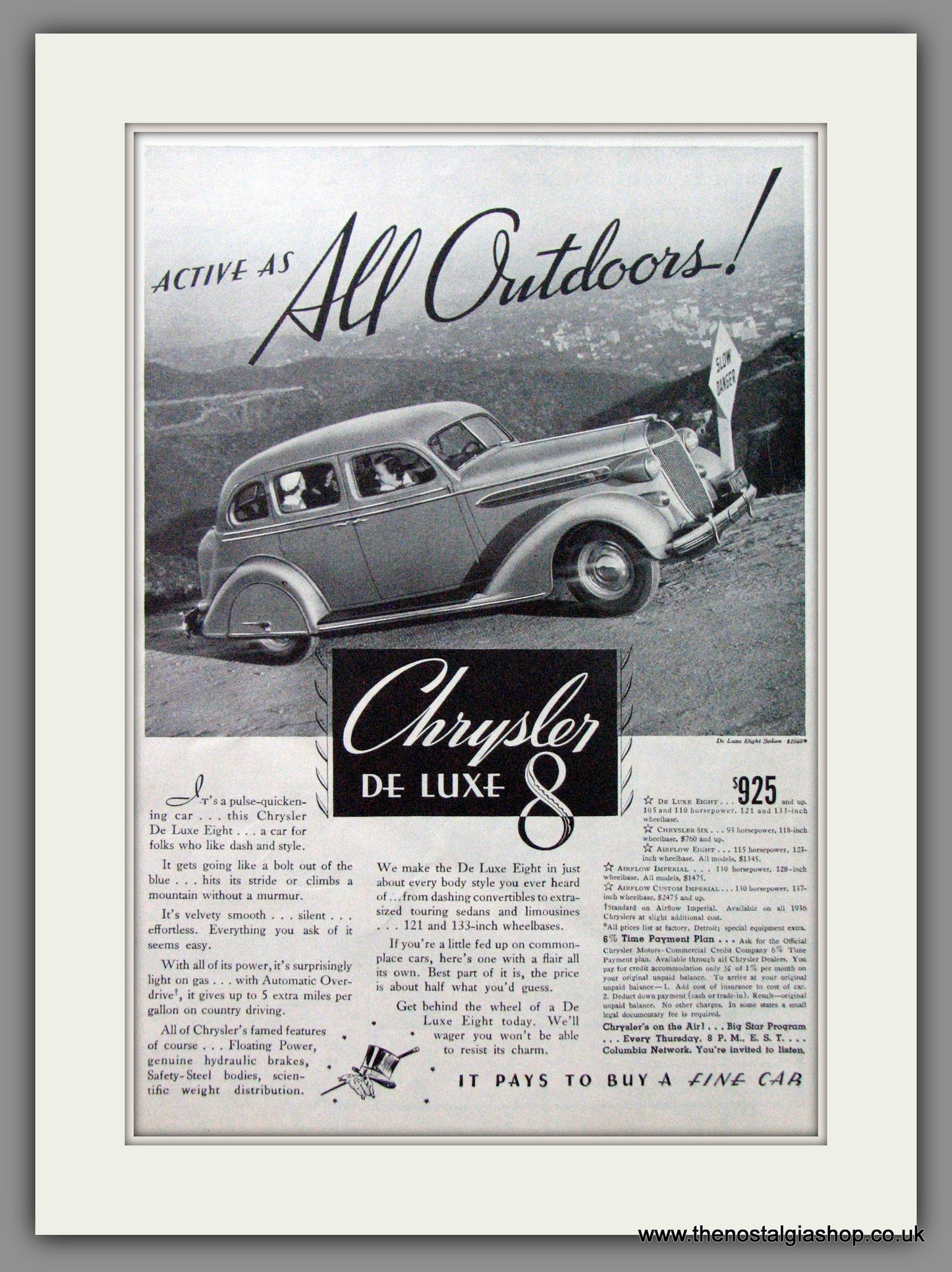 Chrysler De-Luxe 8 for '36. Original American Advert 1936 (ref AD52604)