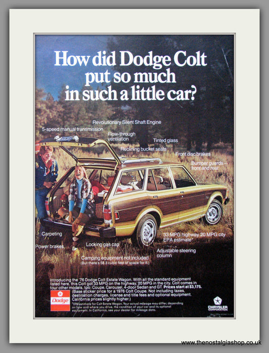 Dodge Colt Estate Wagon '76. Original American Advert 1976 (ref AD52636)