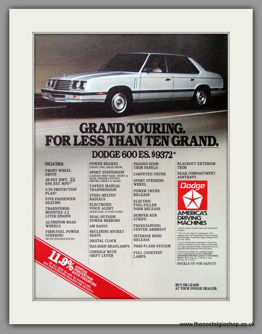 Dodge 600 ES '83. Original American Advert 1983 (ref AD52637)