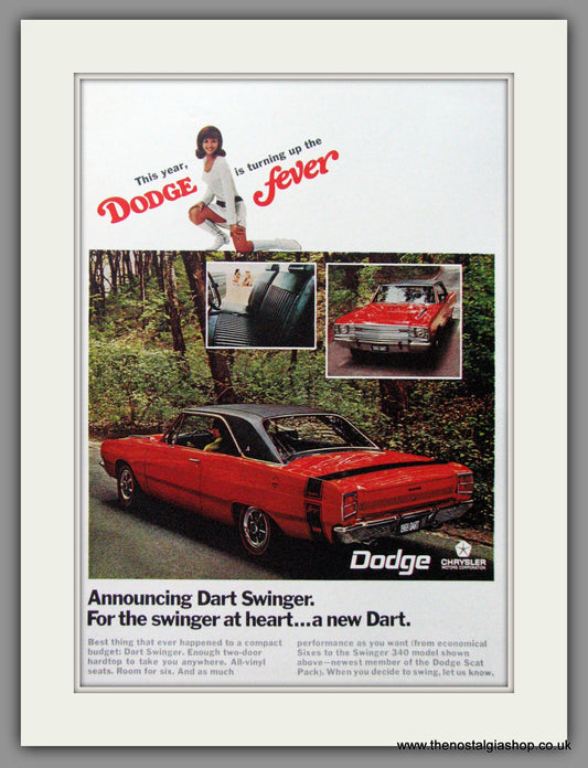 Dodge Dart Swinger '68. Original American Advert 1968 (ref AD52642)