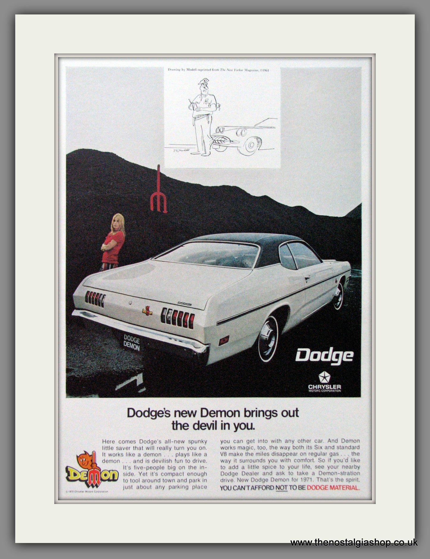 Dodge Demon '70. Original American Advert 1970 (ref AD52643)