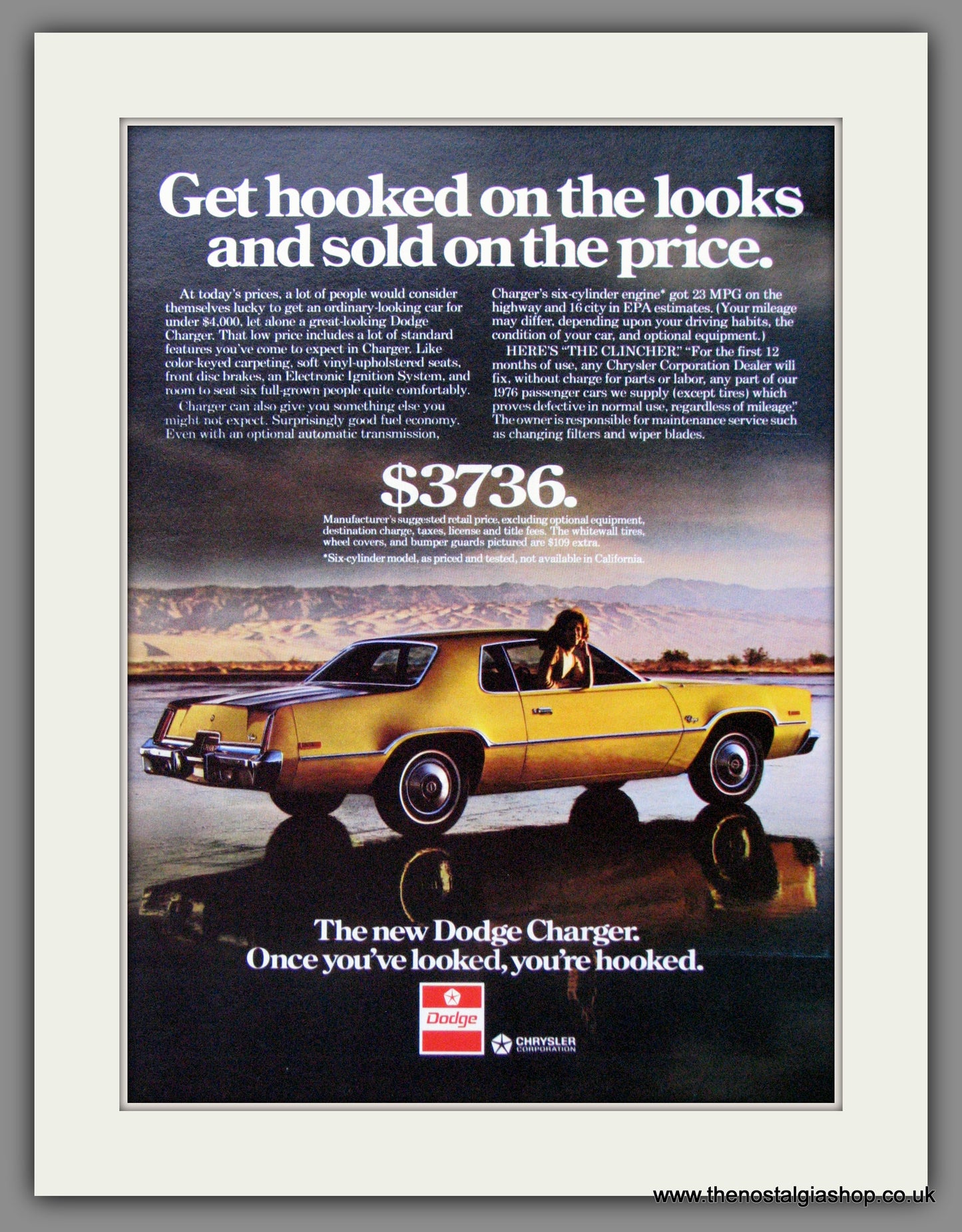 Dodge Charger '76. Original American Advert 1976 (ref AD52648)