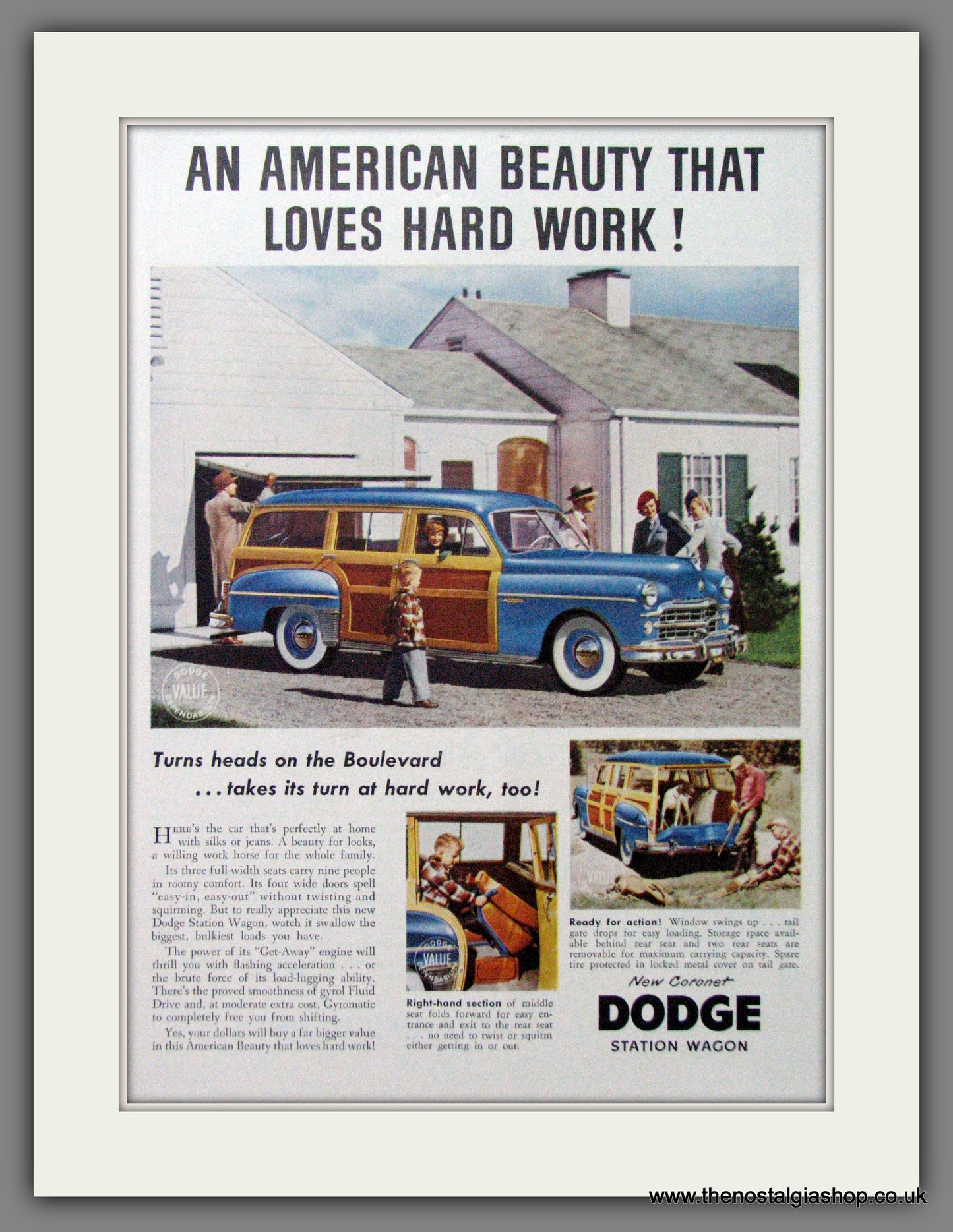 Dodge Coronet Station Wagon '49. Original American Advert 1949 (ref AD52654)