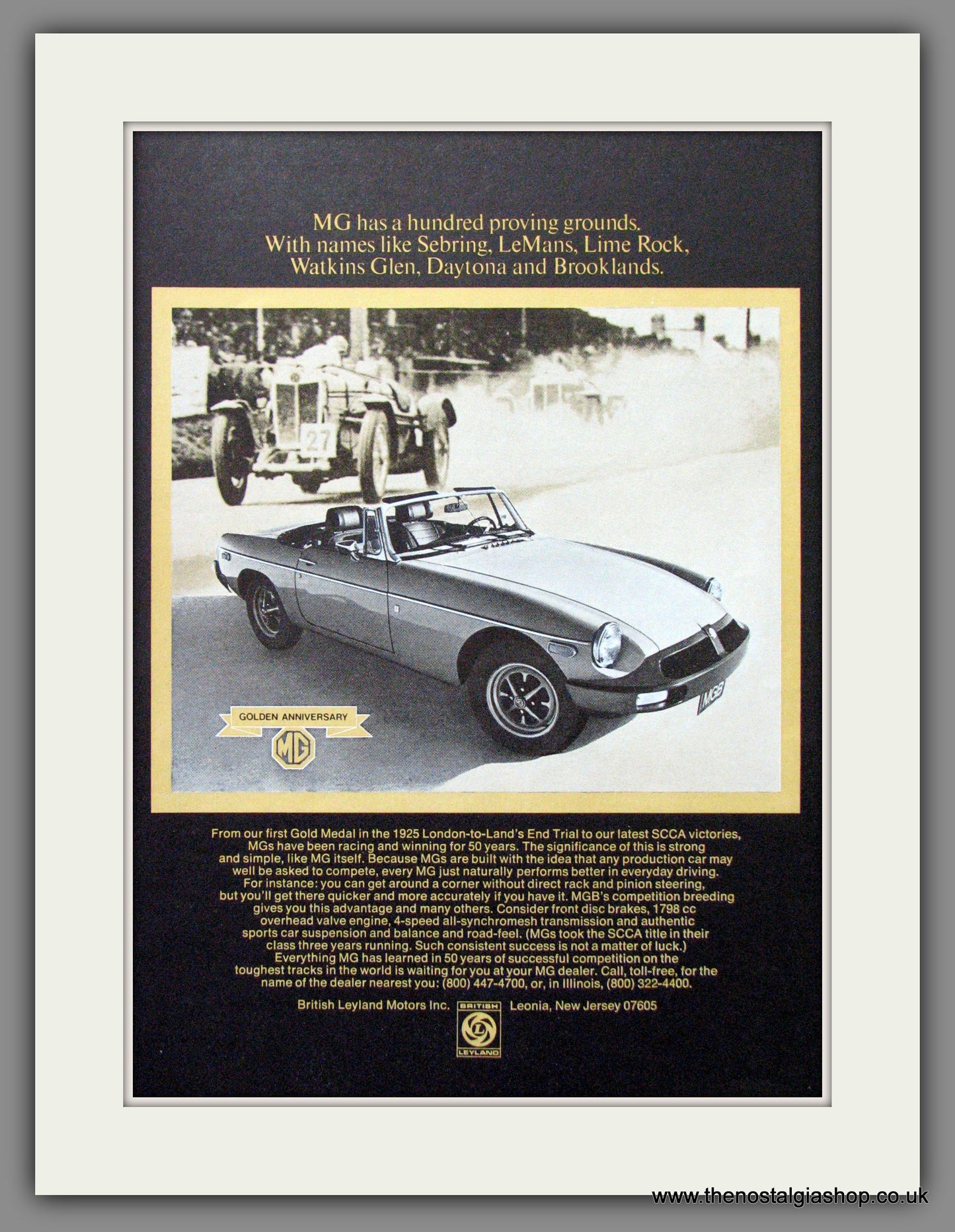 MG Golden Anniversary. 1975 Original American Advert (ref AD52089)