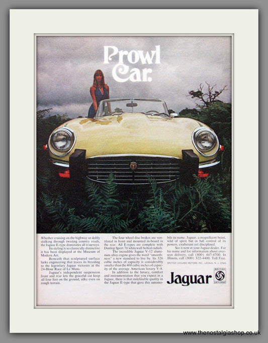 Jaguar E-Type V-12. Prowl Car. 1974 Original American Advert (ref AD52041)