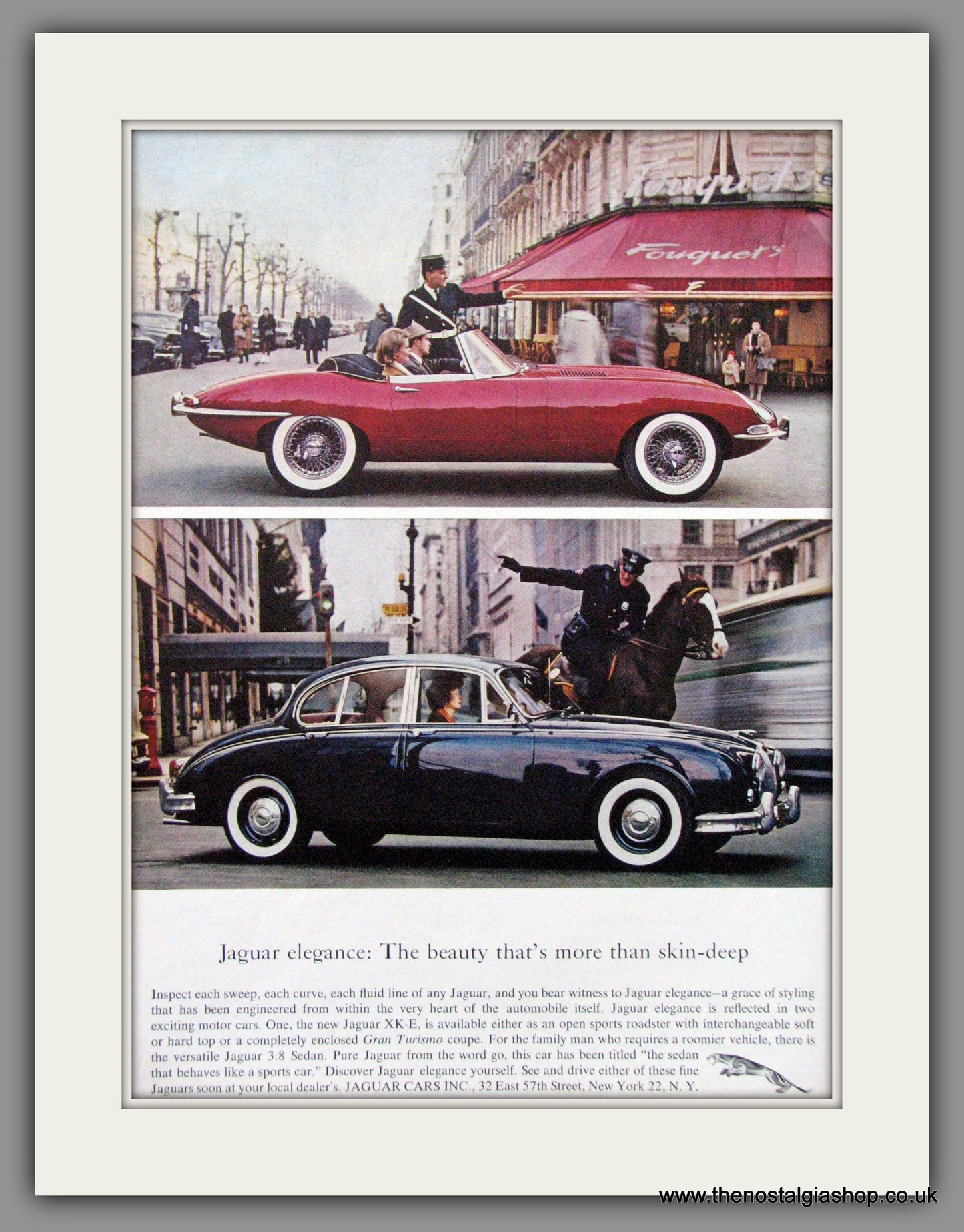 Jaguar Elegance. XK-E and 3.8 Sedan. 1962 Original American Advert (ref AD52042)