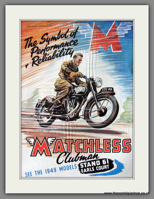 Matchless Clubman Motorcycle. 1949 Original Advert. (ref AD52234)