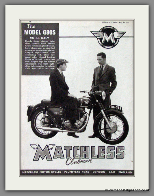 Matchless G80S 500cc. 1957 Original Advert. (ref AD52412)