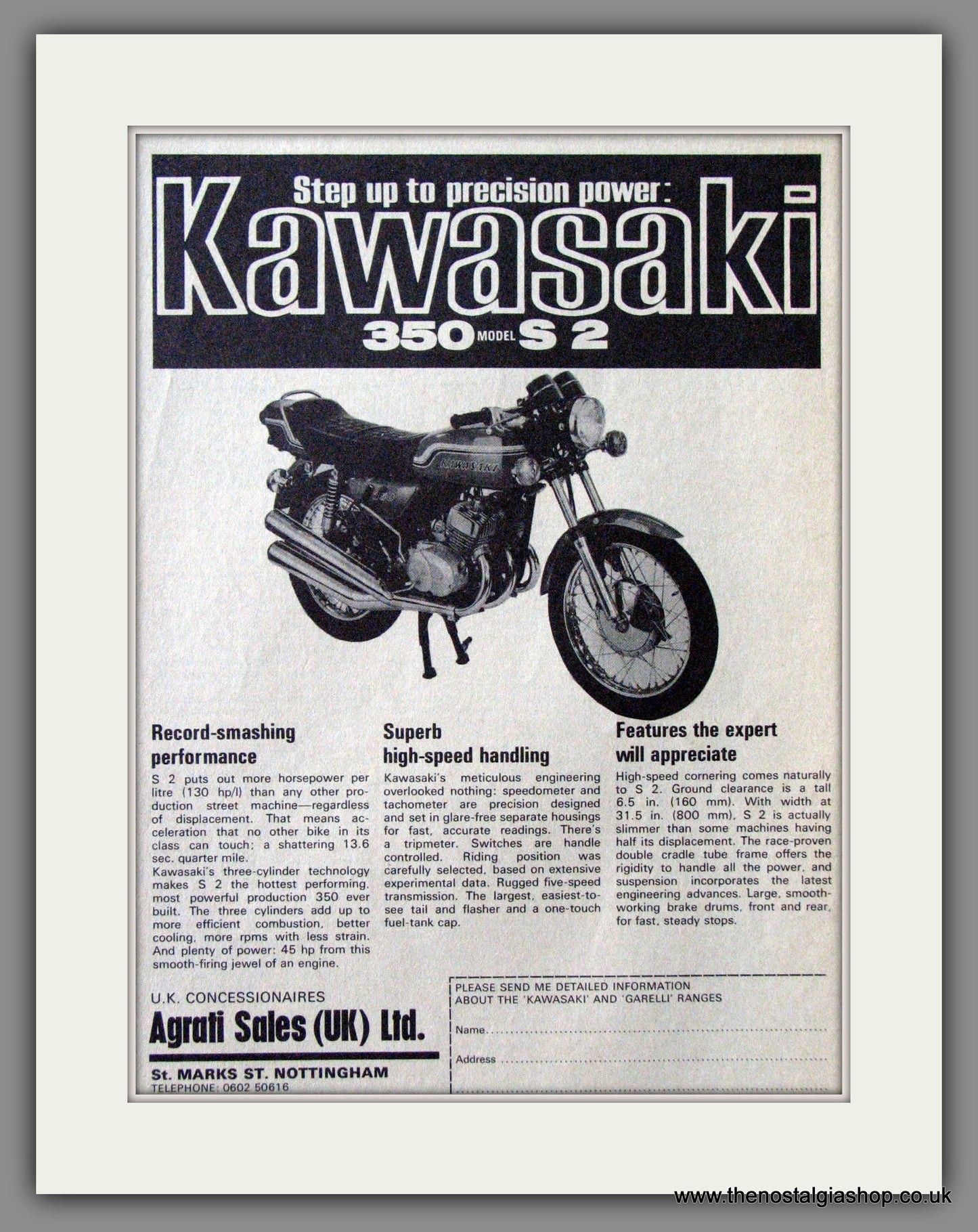 Kawasaki 350 S2 Motorcycle. 1971 Original Advert. (ref AD52445)