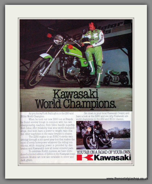 Kawasaki Z250 Motorcycle with Kork Ballington. 1979 Original Advert. (ref AD52576)