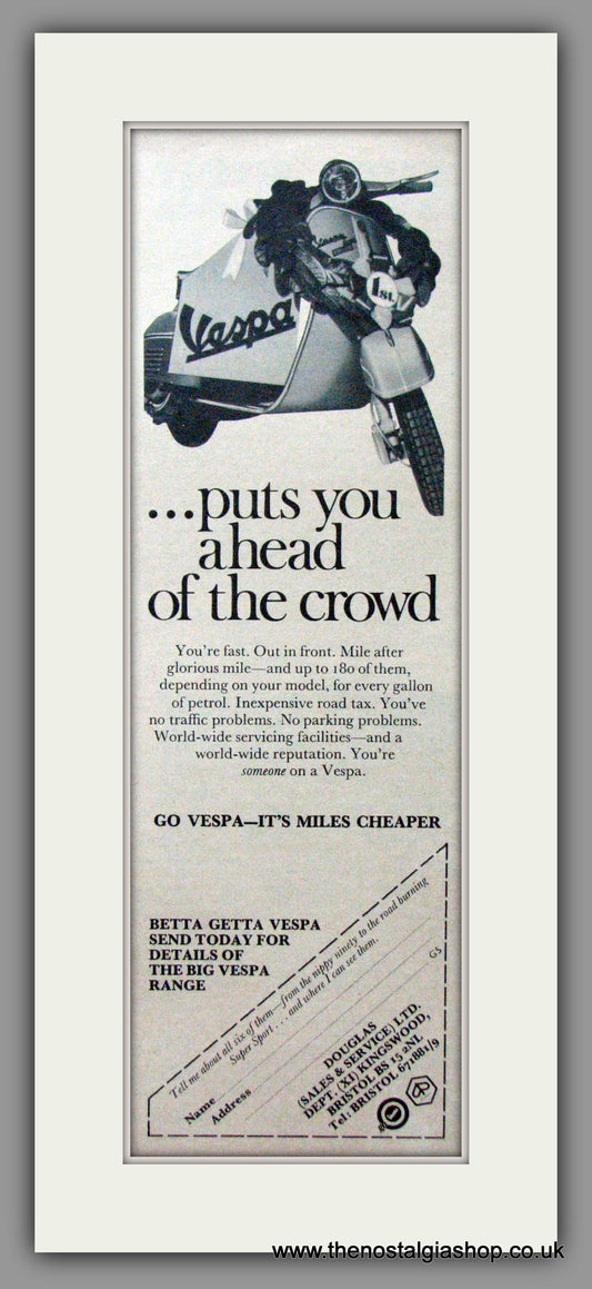 Vespa Puts You Ahead of the Crowd. Original advert 1969 (ref AD52465)