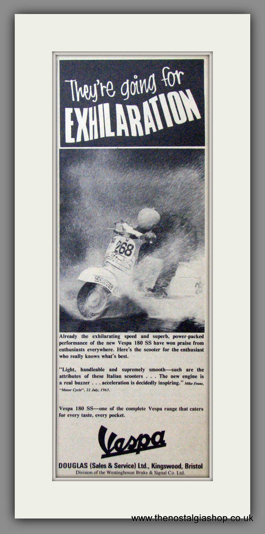 Vespa 180 SS Exhilaration. Original advert 1966 (ref AD52468)